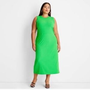 Future Collective Green Ribbed Cut Out Maxi Dress Size 2X NWT